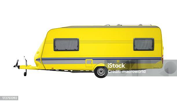 Yellow Trailer Isolated Stock Photo - Download Image Now - Adventure, Camping, Cut Out