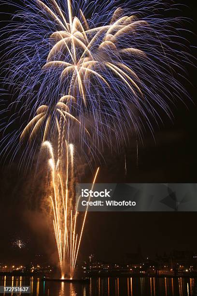 Blue Firework Exploding Stock Photo - Download Image Now - Backgrounds, Black Color, Blue