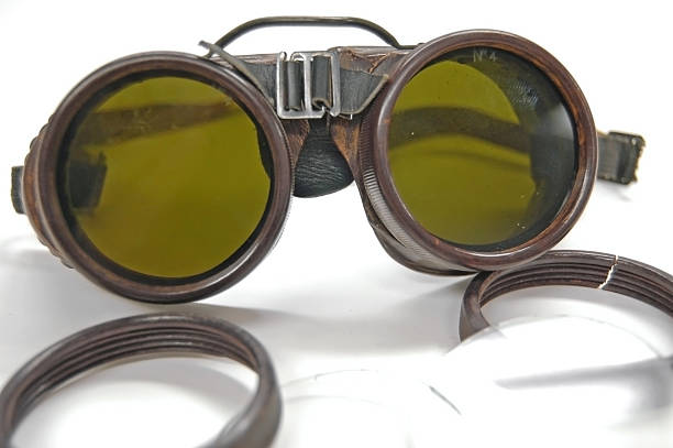Antiguidade condução óculos e acessórios - fotografia de stock
