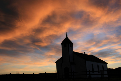 A country church on the prairie.