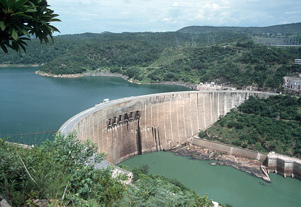 Lake Kariba Zimbabwe and Zambia - Dam Wall Stock Photo The Kariba dam between Zimbabwe and Zambia. Built in the late 1950s. Viewed from the Zimbabwe viewpoint.Please see some other dam photos... lake kariba stock pictures, royalty-free photos & images