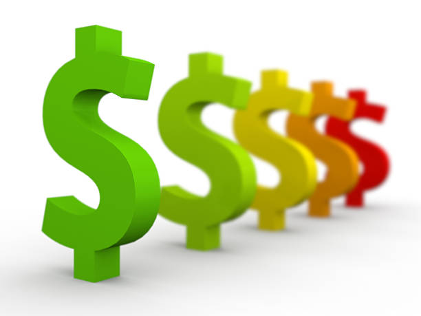 Line of dollar signs in multiple colors