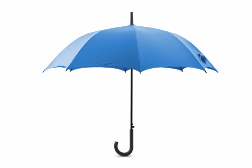 Blue classic umbrella isolated on white background