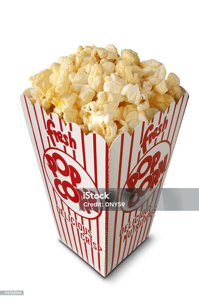 Schachtel mit Popcorn - Lizenzfrei Freisteller – Neutraler Hintergrund Stock-Foto