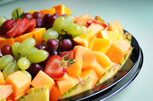 A delicious fresh fruit tray.