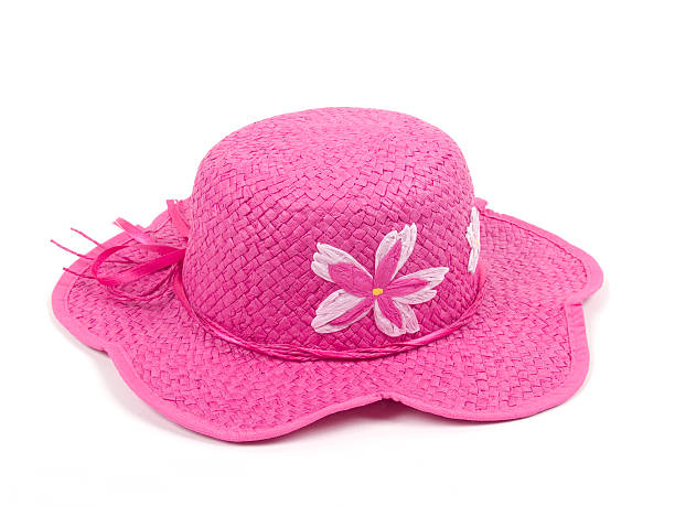 istock Pink hat with pink floral details and white 172753803