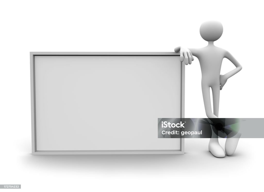 Blank board 3d character with blank board. Blank Stock Photo