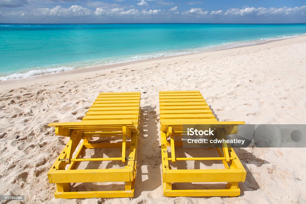 黄色のビーチチェア - コスメル島のロイヤリティフリーストックフォト
