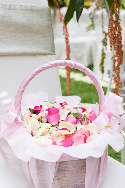 flower basket stock photo