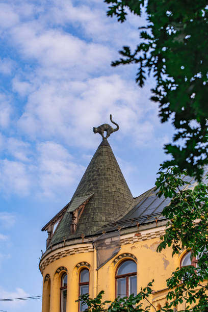 A picture of the house of the black cat of Riga, one of the symbols of the city