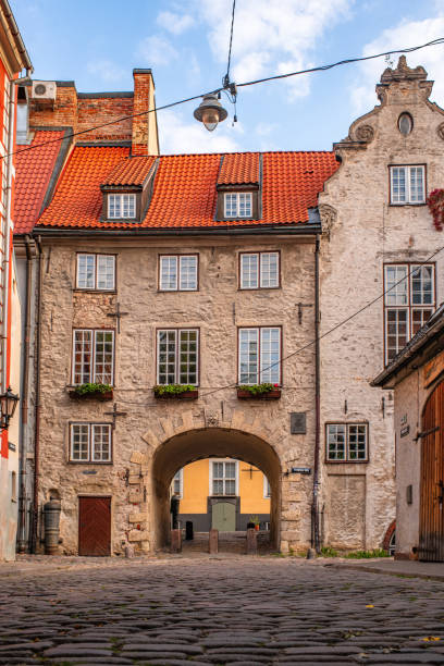 A picture of the house of Swedish gate of Riga, one of the symbols of the city