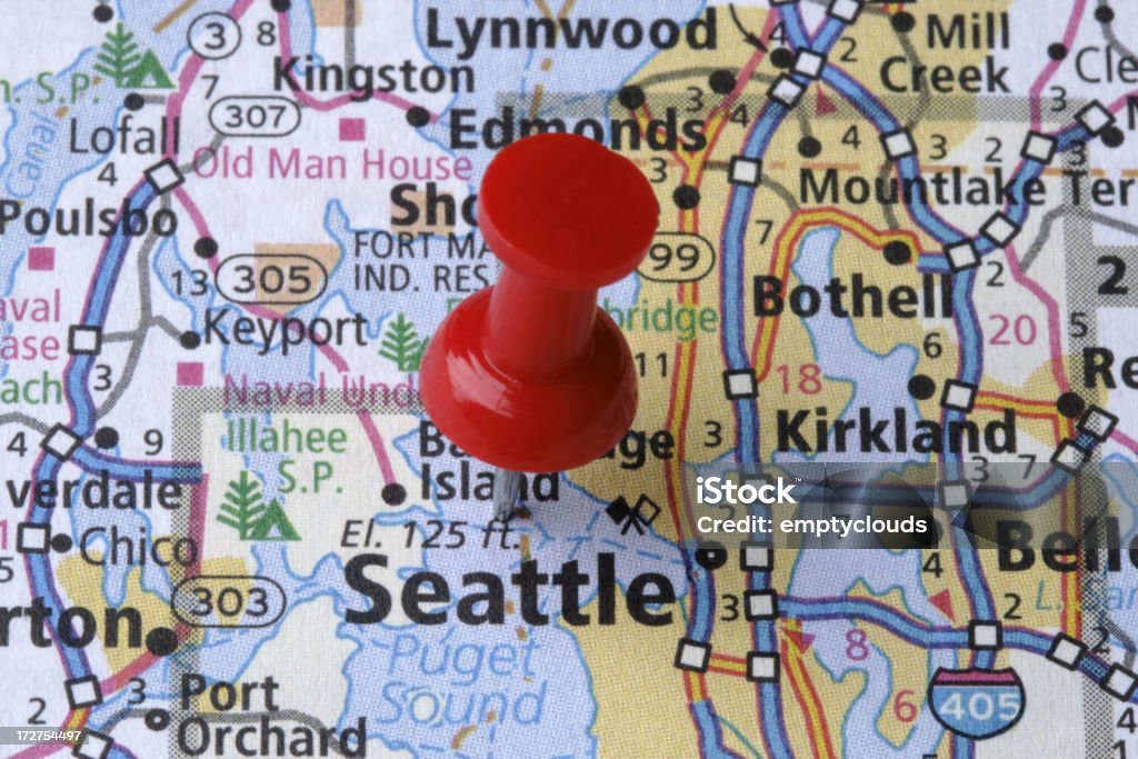 Seattle, dans l'État de Washington, sur un plan - Photo de Affaires libre de droits