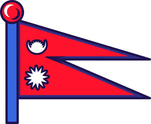 Vector illustration of Nepal country national flag on flagpole vector