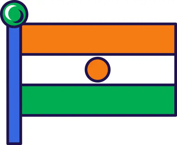 Vector illustration of Niger republic nation flag on flagpole vector