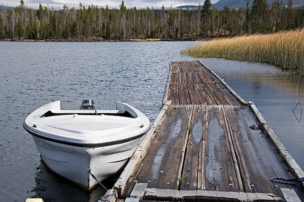 istock Motorboat at dock on Lava Lake OR 172755670