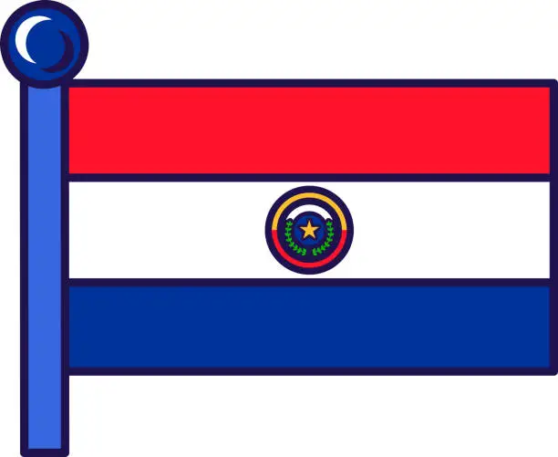 Vector illustration of Paraguay country nation flag on flagpole vector