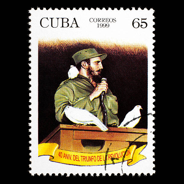 post stamp avec fidel castro - castro photos et images de collection