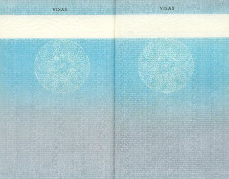 Stamped pages 18-19 of an Israeli passport. Good as background.