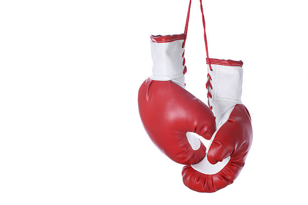 Red and white boxing gloves isolated on a white background