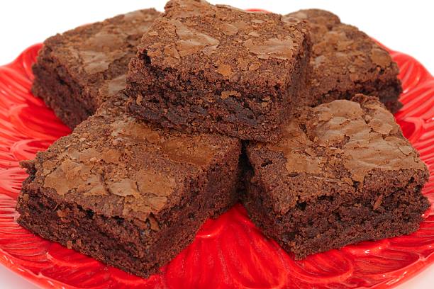istock Chocolate Brownies on red plate Series 172756767