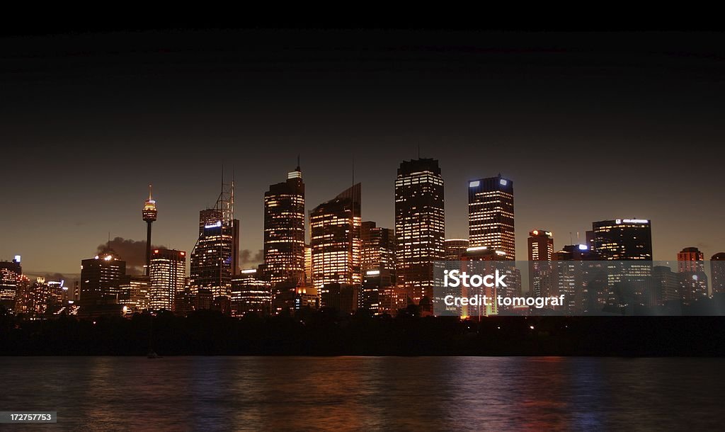 Horizonte de Sydney na noite - Foto de stock de Noite royalty-free