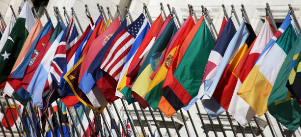 Close-up of 24 national flags. XLClick for more flags.