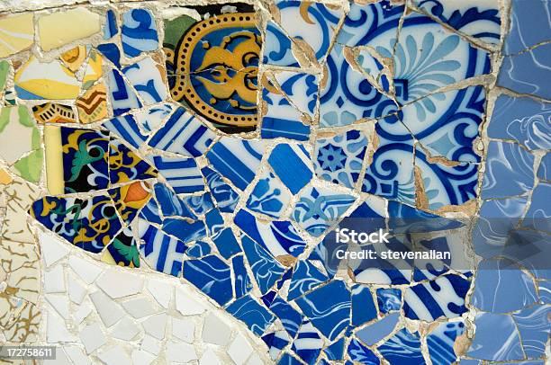 Detail Keramik Guadi Bank Im Park Guell Barcelona Spanien Stockfoto und mehr Bilder von Abstrakt