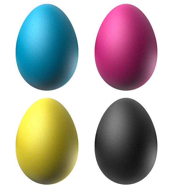 uova di pasqua e cmyk - easter egg easter isolated three dimensional shape foto e immagini stock