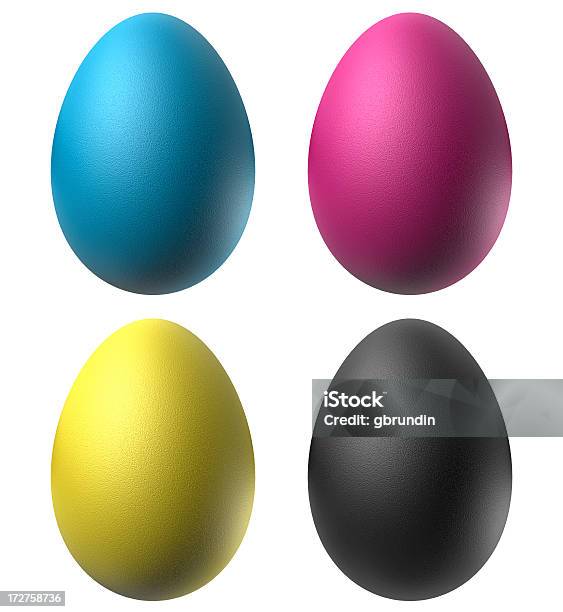 Ovos De Páscoa Cmyk - Fotografias de stock e mais imagens de Ovo de Páscoa - Ovo de Páscoa, Tridimensional, Ovo