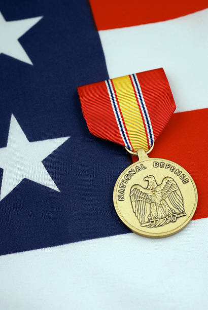 istock National Defense Service Medal with American Flag 172758978