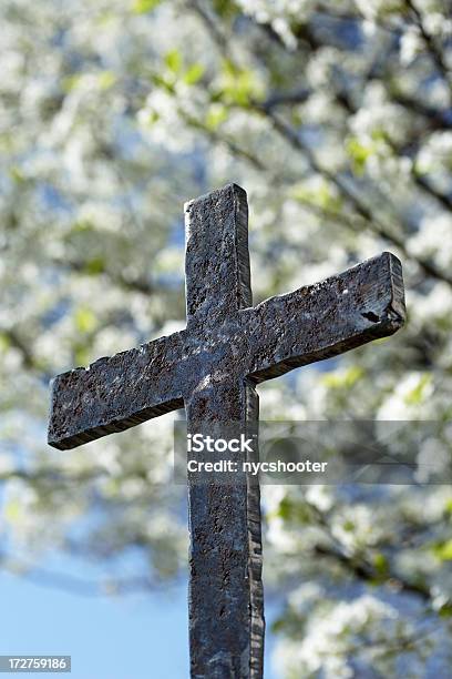 Um Velho Enferrujado Ferro Crucifixo Com Árvore No Fundo Desfocado - Fotografias de stock e mais imagens de Aço