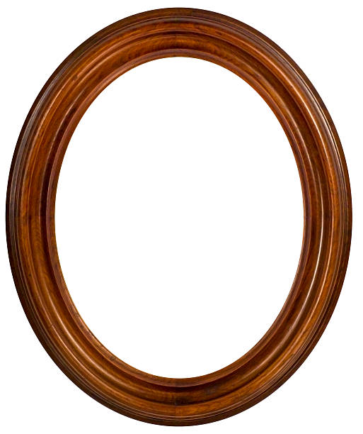 walnut cadre ovale. isolé avec un tracé de détourage - picture frame frame ellipse photograph photos et images de collection