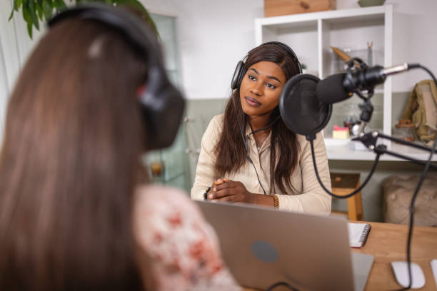 istock Two young women recording podcast 1727597555