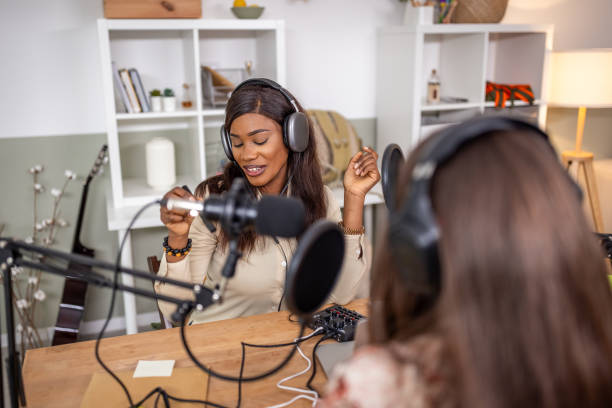 istock Two young women recording podcast 1727600245