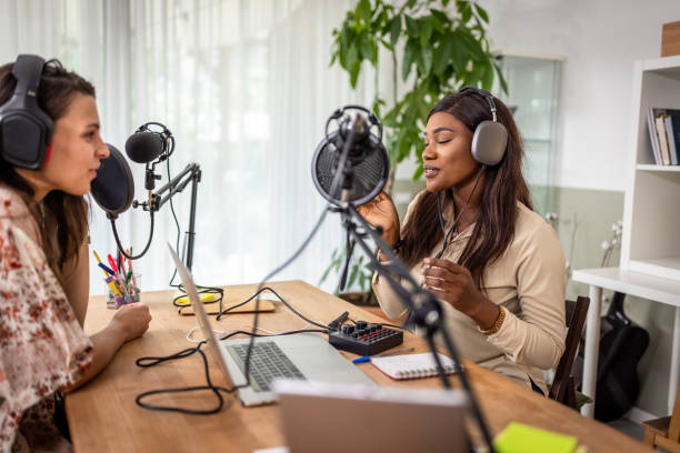 istock Two young women recording podcast 1727605701