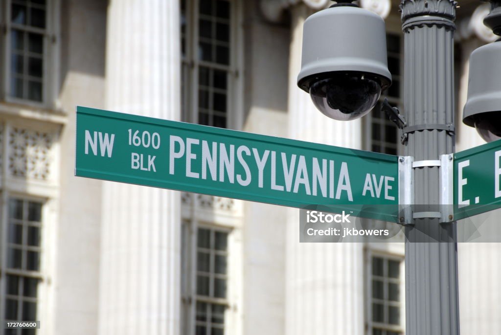 The White House-Adresse: 1600 Pennsylvania Ave - Lizenzfrei Außenaufnahme von Gebäuden Stock-Foto