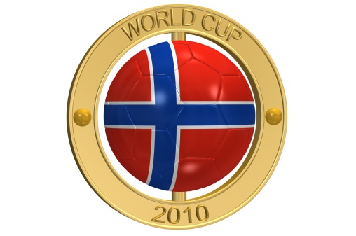 3d ray traced rendering of a golden  World Cup 2010 Football Medallion aa Norway