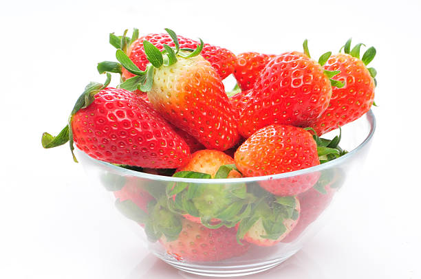 Bowl of strawberries stock photo