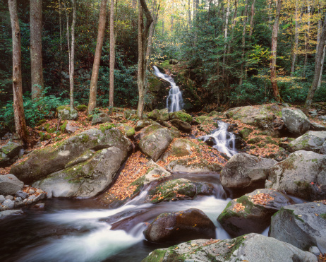Mouse Creek Falls drains into Big Creek in the Great Smoky Mountains National Park.