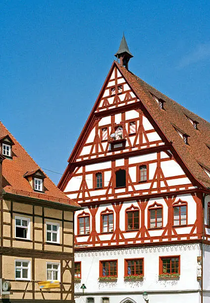 "Exterior facades of traditional houses in Nordlingen, Romantic Road, Bavaria, Germany.Click on the photo below to view more images from my home and garden collection."