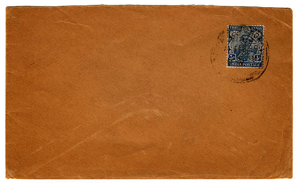 Three Annas An envelope from India bearing a three Anna stamp from the reign of King George V, when India was part of the British Empire. Dated 1929. 1920 1929 stock pictures, royalty-free photos & images