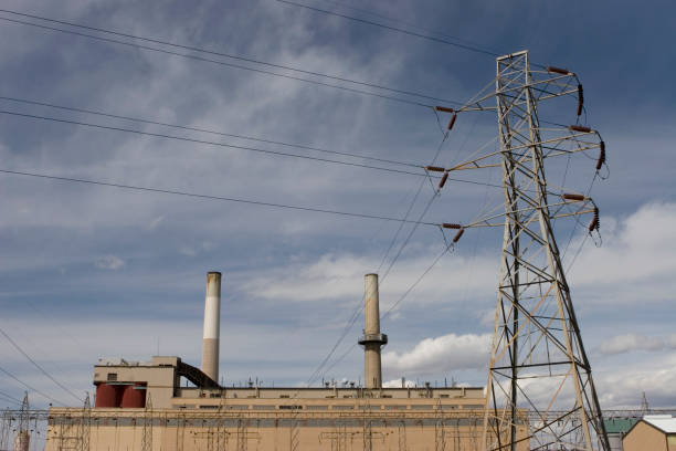 istock Electricity transmission tower and power plant 172761788