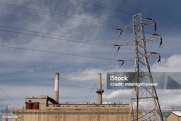 Башня Передачи Электроэнергии И Электростанция — стоковые фотографии и другие картинки Денвер - Денвер, Загрязнение окружающей среды, Архитектурный элемент