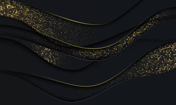 istock Abstract grey gold glitter light black shadow curve design modern luxury futuristic background vector 1727628942