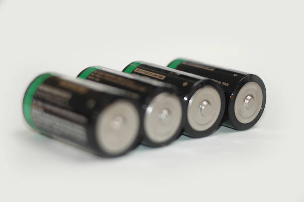 Row of D size batteries stock photo