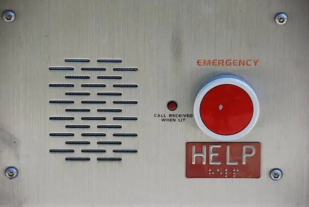 Photo of Emergency call box with red button
