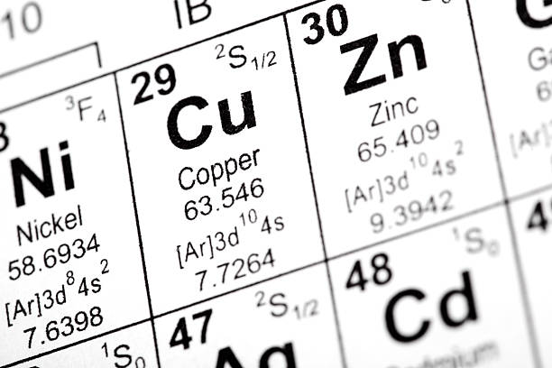 медная element - zinc periodic table copper science стоковые фото и изображения