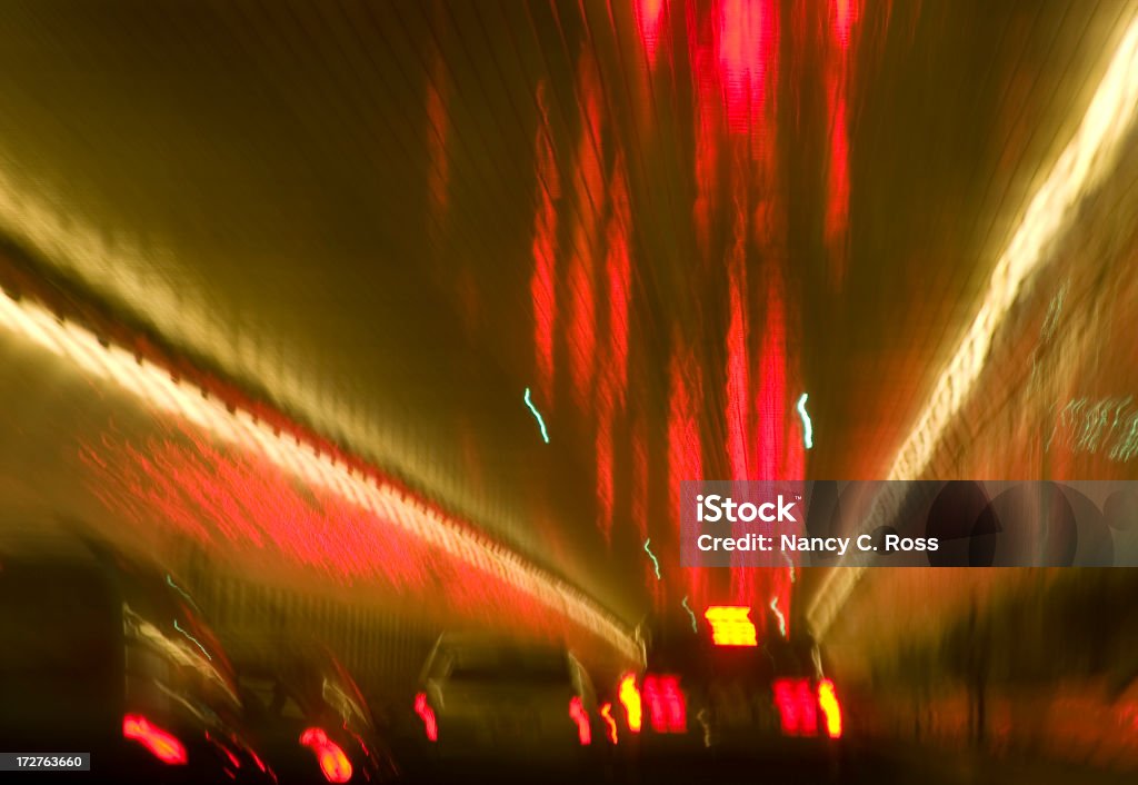 Taillights nel Tunnel, guida, Motion Blur, alta velocità, metropolitana - Foto stock royalty-free di Architettura