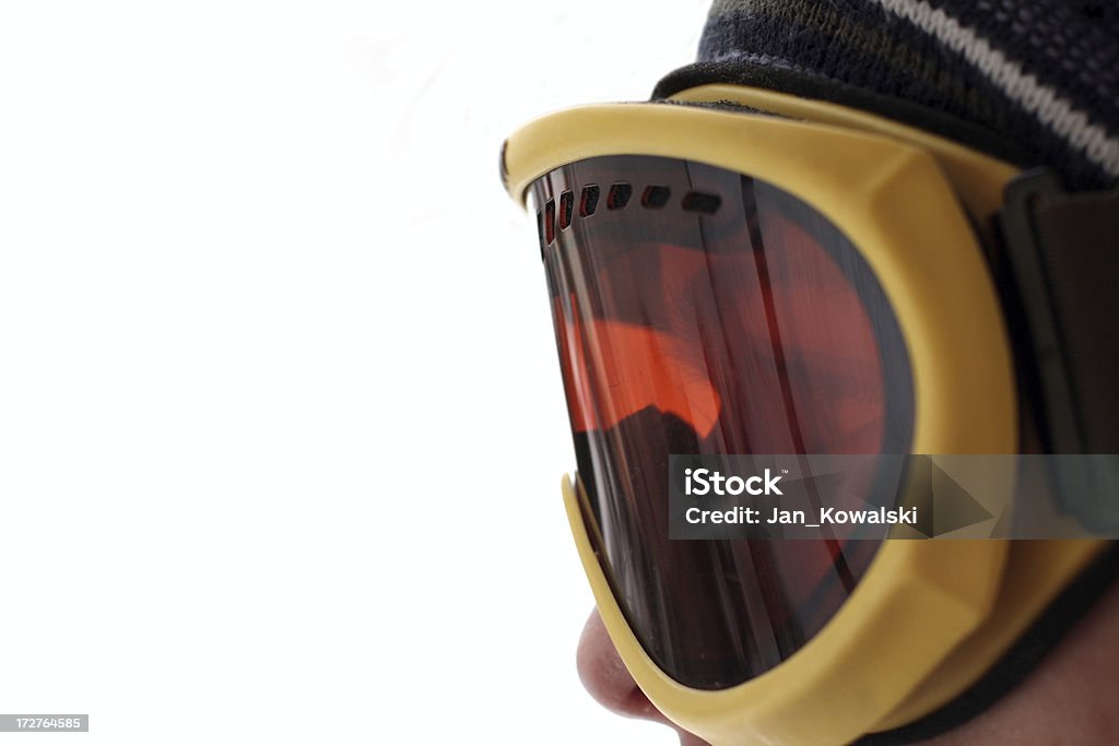 snowboarder snowboarder // white background Looking Through Window Stock Photo