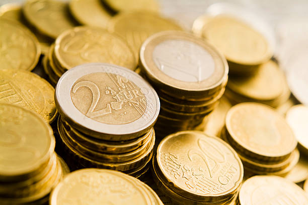 istock Euro Coins Stacked in Many Piles 172764729
